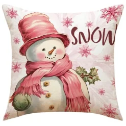 Pillow Haven Bettzeug-Weihnachtskissenbezug - Weihnachtsmann und Schneemann - Weihnachtsdekor
