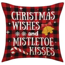 Pillow Haven Bettzeug-Weihnachtskissenbezug - Weihnachtsmann und Schneemann - Weihnachtsdekor