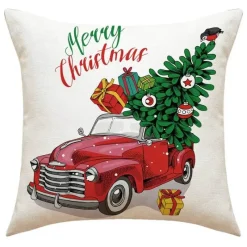 Pillow Haven Bettzeug-Weihnachtskissenbezug - Weihnachtsmann und Schneemann - Weihnachtsdekor