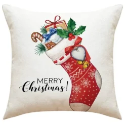 Pillow Haven Bettzeug-Weihnachtskissenbezug - Weihnachtsmann und Schneemann - Weihnachtsdekor