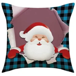 Pillow Haven Bettzeug-Weihnachtskissenbezug - Weihnachtsmann und Schneemann - Weihnachtsdekor