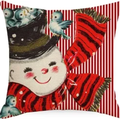 Pillow Haven Bettzeug-Weihnachtskissenbezug - Weihnachtsmann und Schneemann - Weihnachtsdekor