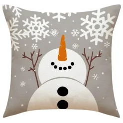 Pillow Haven Bettzeug-Weihnachtskissenbezug - Weihnachtsmann und Schneemann - Weihnachtsdekor