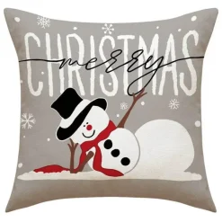Pillow Haven Bettzeug-Weihnachtskissenbezug - Weihnachtsmann und Schneemann - Weihnachtsdekor