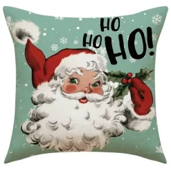 Pillow Haven Bettzeug-Weihnachtskissenbezug - Weihnachtsmann und Schneemann - Weihnachtsdekor