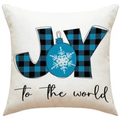 Pillow Haven Bettzeug-Weihnachtskissenbezug - Weihnachtsmann und Schneemann - Weihnachtsdekor