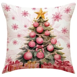 Pillow Haven Bettzeug-Weihnachtskissenbezug - Weihnachtsmann und Schneemann - Weihnachtsdekor