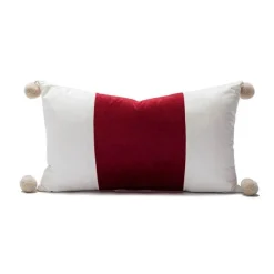 The Cushion Corner Bettzeug-Weihnachtskissenbezug aus Samt – Festliches Dekor mit roter Schleife