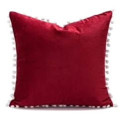 The Cushion Corner Bettzeug-Weihnachtskissenbezug aus Samt – Festliches Dekor mit roter Schleife