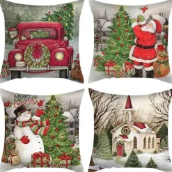Pillow Haven Bettzeug-Weihnachtskissenbezug-Set – Festliche Sofadekoration