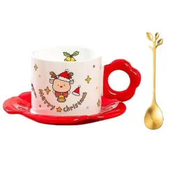 Tom Küche & Esszimmer-Weihnachtsmann-Teeservice aus Keramik mit festlichem Kaffeetassenlöffel