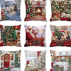 Pillow Haven Bettzeug-Weihnachts-Plüsch-Kissenbezug – Weihnachtsdekor, 45 x 45 cm