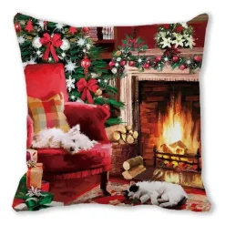 Pillow Haven Bettzeug-Weihnachts-Plüsch-Kissenbezug – Weihnachtsdekor, 45 x 45 cm