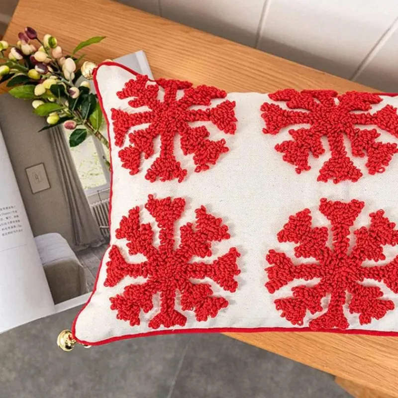 The Cushion Corner Bettzeug-Weihnachts-Schneeflocken-Kissenbezug – Festliche Weihnachtsdekoration