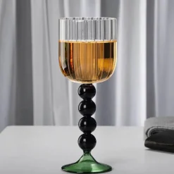 Plates u0026 More Küche & Esszimmer-Weinglas im Retro-Look, hitzebeständig, 345 ml, Twister-Stiel