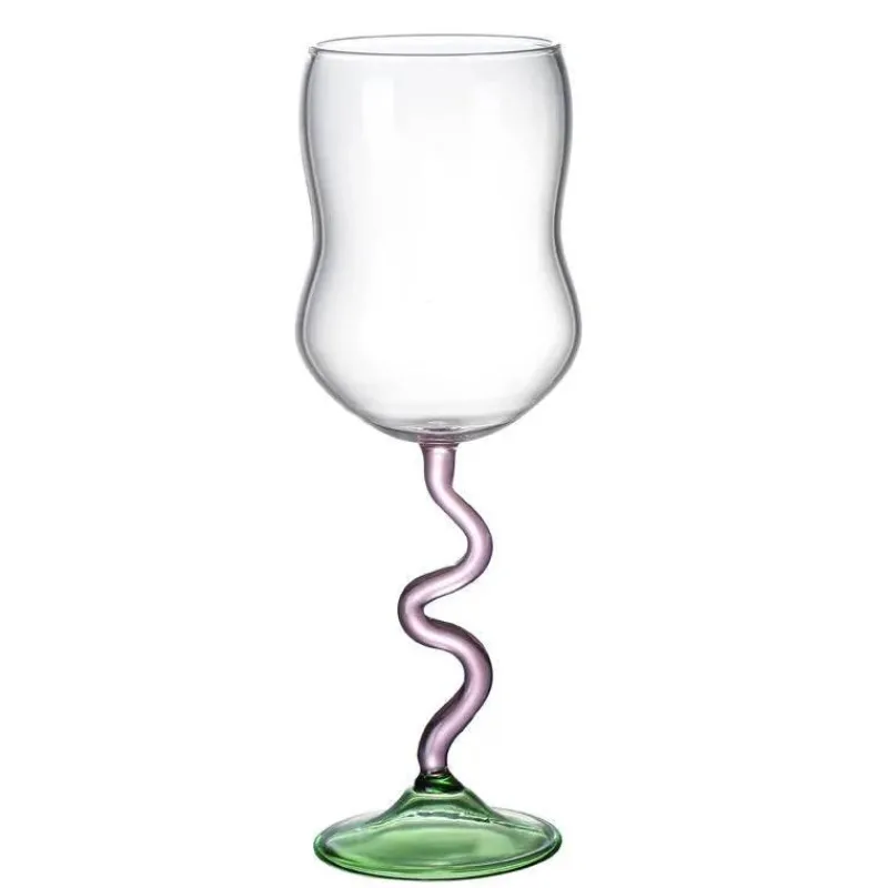Plates u0026 More Küche & Esszimmer-Weinglas im Retro-Look, hitzebeständig, 345 ml, Twister-Stiel