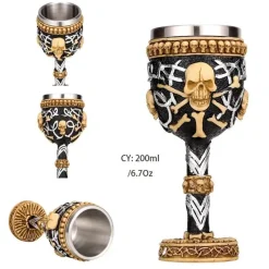 Feast u0026 Flair Küche & Esszimmer-Weinglas mit gotischem Totenkopfmotiv, 200 ml, Cocktail-Trinkgefäß aus Kunstharz