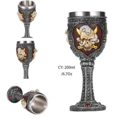 Feast u0026 Flair Küche & Esszimmer-Weinglas mit gotischem Totenkopfmotiv, 200 ml, Cocktail-Trinkgefäß aus Kunstharz