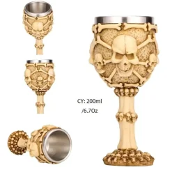 Feast u0026 Flair Küche & Esszimmer-Weinglas mit gotischem Totenkopfmotiv, 200 ml, Cocktail-Trinkgefäß aus Kunstharz