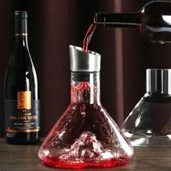 Timeless Touch Küche & Esszimmer-Weinkaraffe aus Kristall – Verträumtes Bergdesign