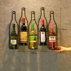 The Decor Haven Küche & Esszimmer-Weinregal aus Eisen zur Wandmontage – Stilvoller Flaschenhalter