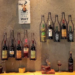 The Decor Haven Küche & Esszimmer-Weinregal aus Eisen zur Wandmontage – Stilvoller Flaschenhalter