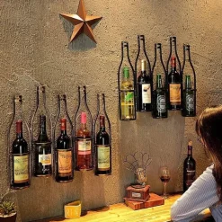 The Decor Haven Küche & Esszimmer-Weinregal aus Eisen zur Wandmontage – Stilvoller Flaschenhalter