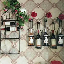 The Decor Haven Küche & Esszimmer-Weinregal aus Eisen zur Wandmontage – Stilvoller Flaschenhalter