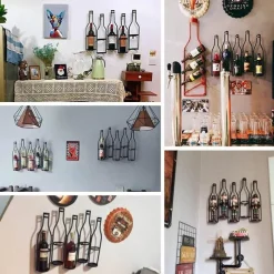 The Decor Haven Küche & Esszimmer-Weinregal aus Eisen zur Wandmontage – Stilvoller Flaschenhalter