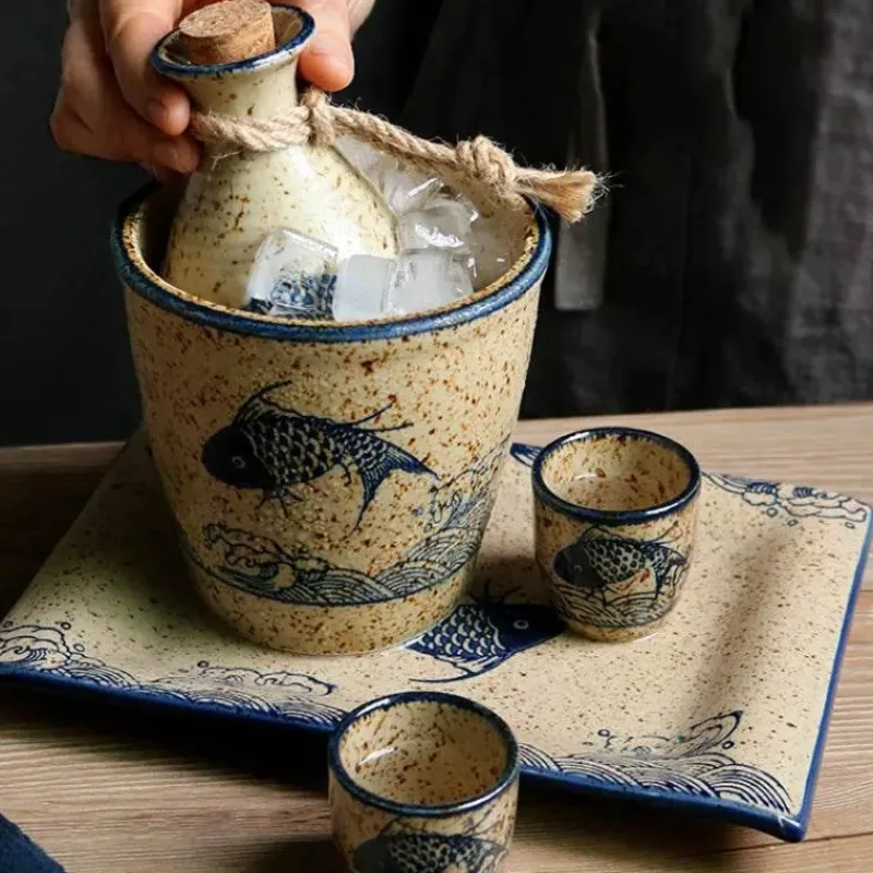 Elegance at the Table Küche & Esszimmer-Weinspender-Set aus Keramik – kleiner Glaskrug