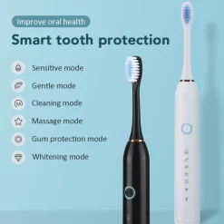 PureGlow Frauenpflege|Körperpflege-Wiederaufladbare elektrische Zahnbürste – 6 Vibrationen, Aufhellung und Mundpflege