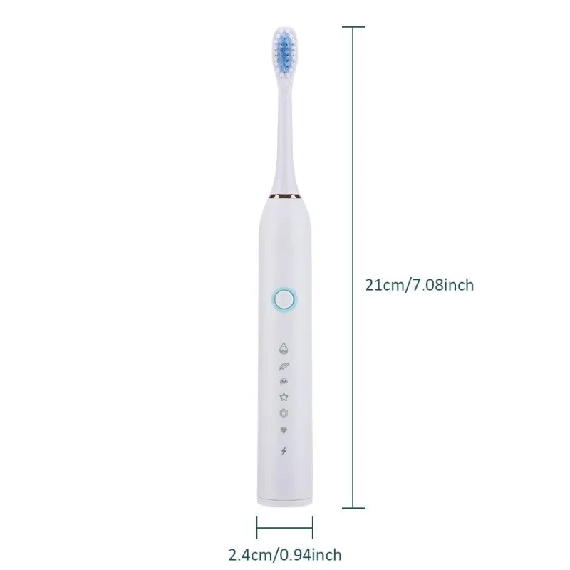 PureGlow Frauenpflege|Körperpflege-Wiederaufladbare elektrische Zahnbürste – 6 Vibrationen, Aufhellung und Mundpflege