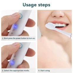 PureGlow Frauenpflege|Körperpflege-Wiederaufladbare elektrische Zahnbürste – 6 Vibrationen, Aufhellung und Mundpflege