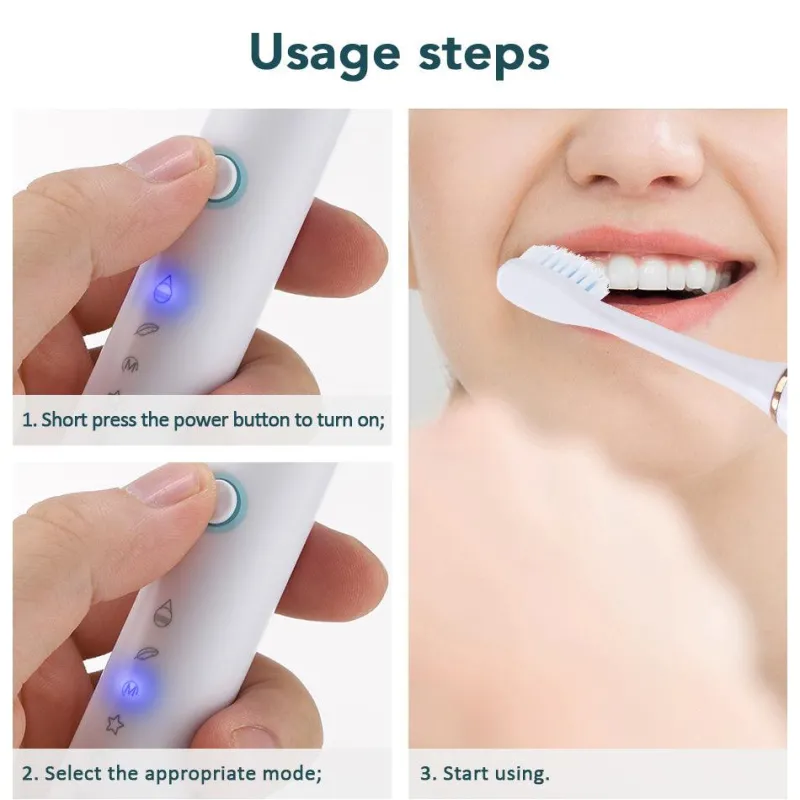 PureGlow Frauenpflege|Körperpflege-Wiederaufladbare elektrische Zahnbürste – 6 Vibrationen, Aufhellung und Mundpflege