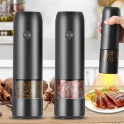 Deco Küche & Esszimmer-Wiederaufladbare Salz- und Pfeffermühle – Automatische Gewürzmühle