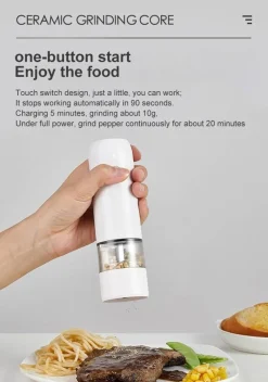 Deco Küche & Esszimmer-Wiederaufladbare Salz- und Pfeffermühle – Automatische Gewürzmühle