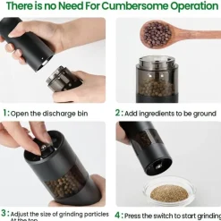 Deco Küche & Esszimmer-Wiederaufladbare Salz- und Pfeffermühle – Automatische Gewürzmühle