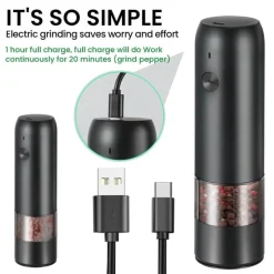 Deco Küche & Esszimmer-Wiederaufladbare Salz- und Pfeffermühle – Automatische Gewürzmühle