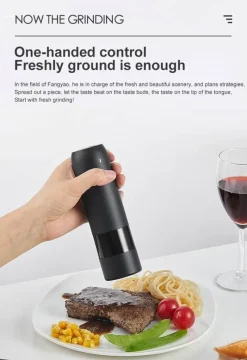 Deco Küche & Esszimmer-Wiederaufladbare Salz- und Pfeffermühle – Automatische Gewürzmühle