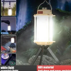 Wild u0026 Free Gear Camping-Werkzeuge|Outdoor-Gadgets-Wiederaufladbare tragbare Stativlaterne mit dimmbarem Licht für den Einsatz im Campingbereich