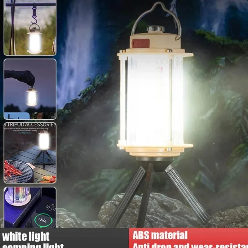 Wild u0026 Free Gear Camping-Werkzeuge|Outdoor-Gadgets-Wiederaufladbare tragbare Stativlaterne mit dimmbarem Licht für den Einsatz im Campingbereich