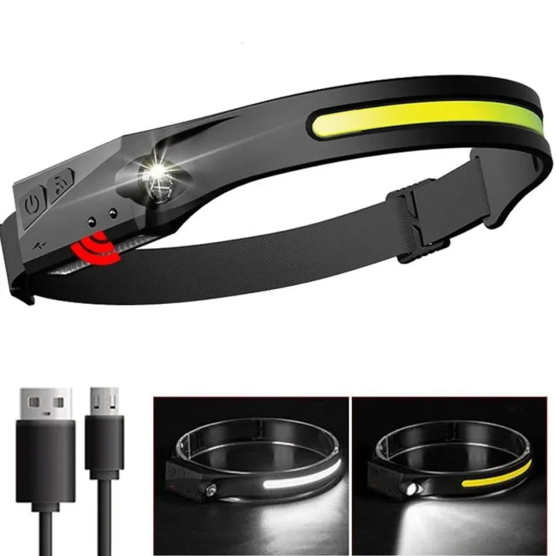 Wilderness Haven Outdoor-Artikel|Heimwerkzeuge-Wiederaufladbare USB-LED-Stirnlampe – Freihändiges Sensorlicht