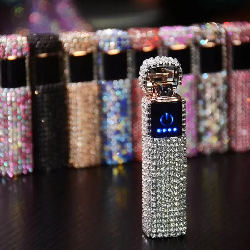 The Outdoor Vault Outdoor-Artikel|Heimwerkzeuge-Wiederaufladbares Feuerzeug mit Strasssteinen – funkelndes tragbares Feuerzeug