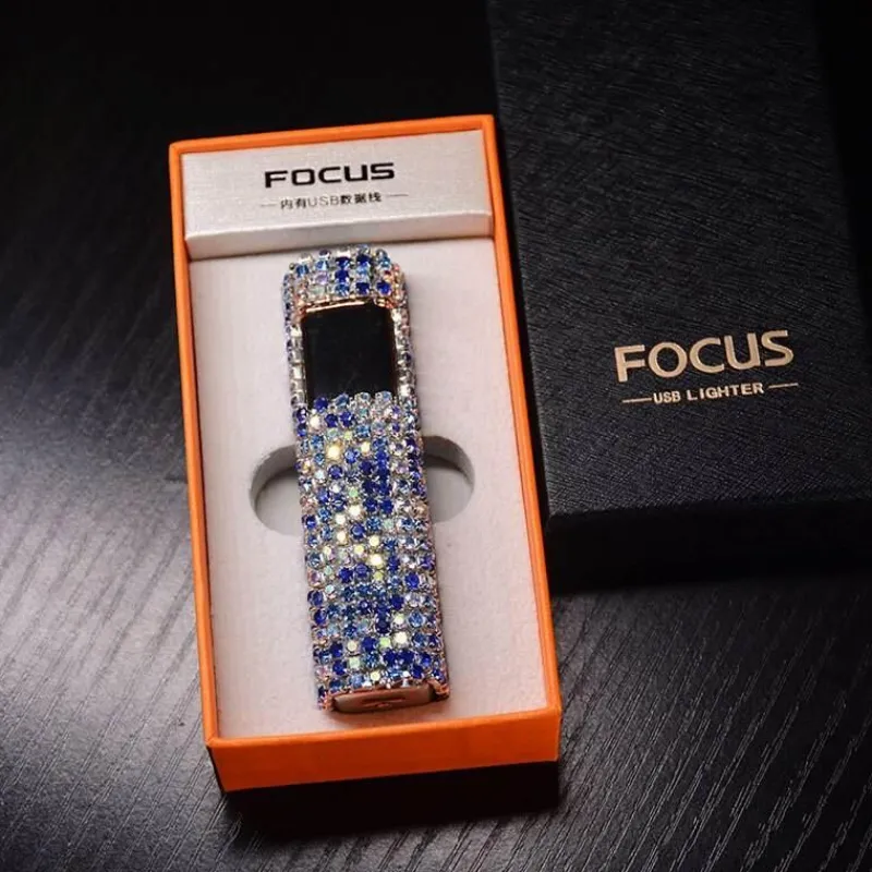 The Outdoor Vault Outdoor-Artikel|Heimwerkzeuge-Wiederaufladbares Feuerzeug mit Strasssteinen – funkelndes tragbares Feuerzeug