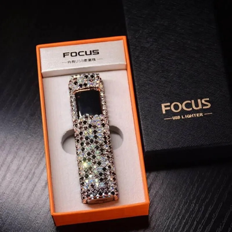 The Outdoor Vault Outdoor-Artikel|Heimwerkzeuge-Wiederaufladbares Feuerzeug mit Strasssteinen – funkelndes tragbares Feuerzeug