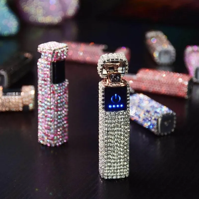 The Outdoor Vault Outdoor-Artikel|Heimwerkzeuge-Wiederaufladbares Feuerzeug mit Strasssteinen – funkelndes tragbares Feuerzeug