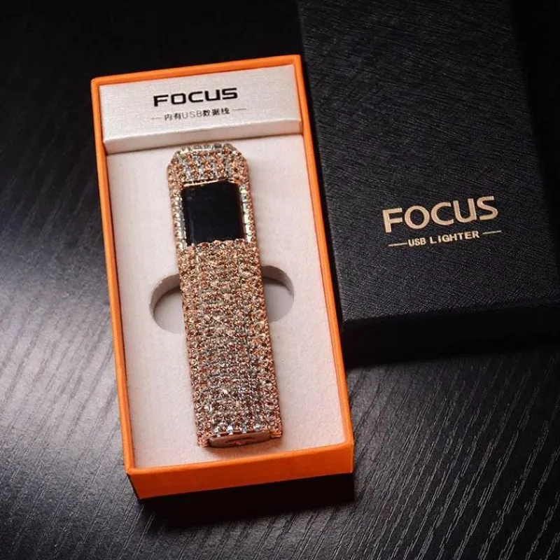 The Outdoor Vault Outdoor-Artikel|Heimwerkzeuge-Wiederaufladbares Feuerzeug mit Strasssteinen – funkelndes tragbares Feuerzeug