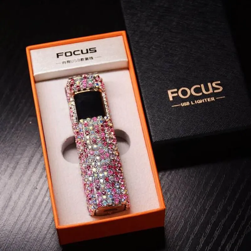 The Outdoor Vault Outdoor-Artikel|Heimwerkzeuge-Wiederaufladbares Feuerzeug mit Strasssteinen – funkelndes tragbares Feuerzeug