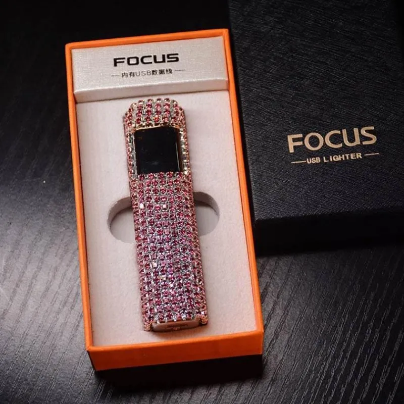 The Outdoor Vault Outdoor-Artikel|Heimwerkzeuge-Wiederaufladbares Feuerzeug mit Strasssteinen – funkelndes tragbares Feuerzeug