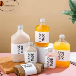 Plates u0026 More Küche & Esszimmer-Wiederverwendbare Getränkeflaschen aus klarem Glas – perfekt zum Entsaften von Smoothies, Kombucha, Tee, Milch und Wein